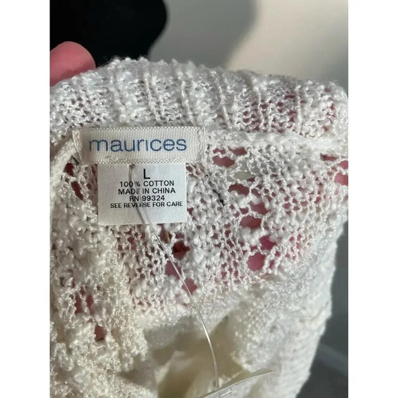 NWT Y2K Maurice’s White/Off-White Open‎ Knit Short Sleeve Top - Picture 10 of 11
